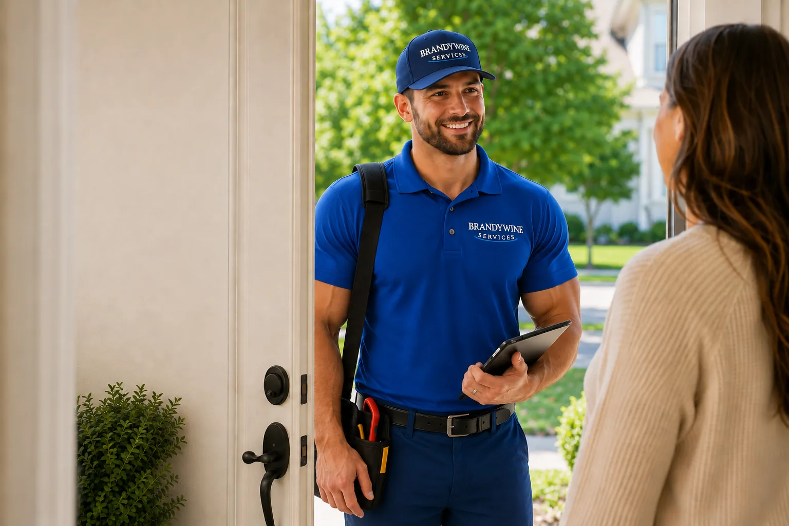 Brandywine Services HVAC technician at a customer home in Pennsylvania